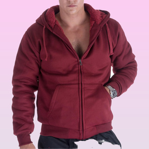 Men's Hooded Zipper Pullover Solid Color Regular Fit Casual Fleece 100% Cotton Winter Wear Customizable High-quality - Product Image 2