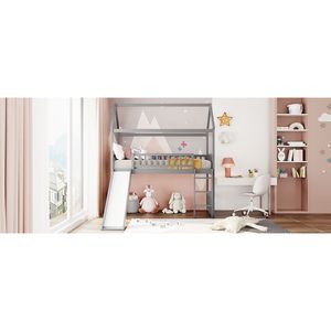 Letto a soppalco singolo bianco con scivolo, letto a casetta per bambini con scivoli (Vecchio SKU LT000212AAE) - Product Image 3