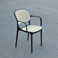 Fauteuil d'extérieur moderne et durable en plastique imitation rotin avec structure métallique pour café, terrasse et salle à manger d'appartement, résistant à l'eau et aux UV