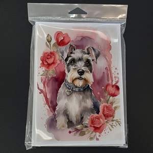 Schnauzer Valentine Roses A7 taille 5x7 cartes vierges fantaisistes paquet de 8 avec enveloppes pour les salutations - Product Image 3