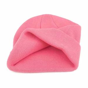 Gorro de punto rosa con logo personalizado, suave y cálido para invierno, gorro acanalado unisex, gorro térmico elástico de moda con dobladillo, venta al por mayor - Product Image 5