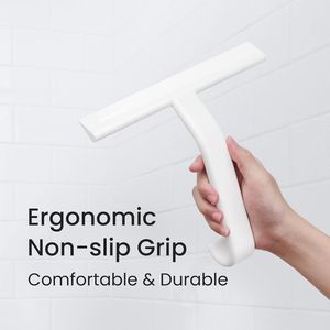 Tergivetro doccia in silicone monopezzo con gancio integrato per appendere facilmente, ideale per finestre, porte e specchi domestici - Product Image 2