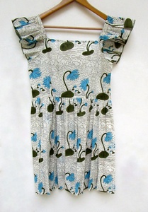 Nueva llegada verano Blues Lotus Flowery impreso Mini Maxi vestido escote cuadrado con espalda Smocked Mini Maxi para mujeres - Product Image 6