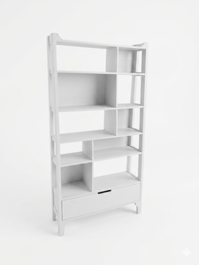 Modern White 6 Tier <b>Open</b> <b>Bookcase</b> Storage Floor Standing Shelf Unit for Home Office Living Room - Product Image 2