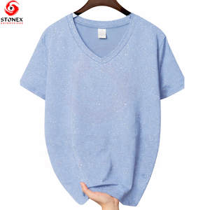 Camisetas de Cuello Redondo 100% Algodón para Mujer, Bordado de Logotipo Personalizado, Transpirables, de Secado Rápido, Manga Corta, Casuales, de Verano, para Exteriores, Corte Holgado - Product Image 1