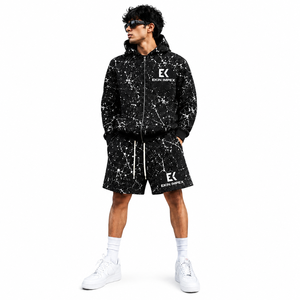 EKIN IMPEX Conjunto de Sudadera con Capucha y Pantalones Cortos con Estampado de Galaxia Estrellada para Hombre – Ropa Deportiva Informal con Diseño de Logotipo - Product Image 3