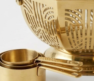 Colador Multiusos de Metal Dorado con Asas y Diseño Art Deco, Colador para Frutas y Verduras, Utensilios de Cocina para el Hogar - Product Image 5