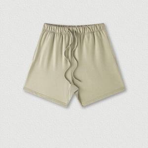 Shorts en coton gris pour homme, couleur unie, taille mi-haute, décontractés, respirants, tricotés, avec logo sur le bas du bas du pantalon - Product Image 3