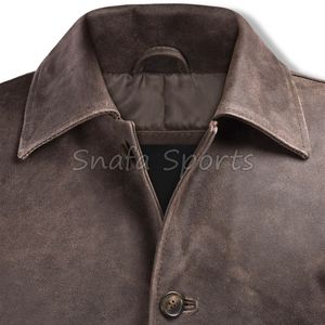 Cowboy Man Leather <b>Jacket</b> Long Leather <b>Jacket</b> Men Original Cow <b>Suede</b> Leather <b>Jacket</b> Closure type Botton - Product Image 4