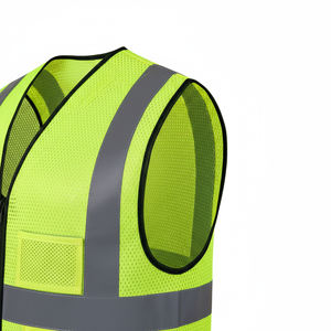 Chaleco de Seguridad Transpirable de Malla de Poliéster de Alta Visibilidad con Múltiples Bolsillos y Diseño Reflectante para Trabajo de Construcción Unisex - Product Image 4
