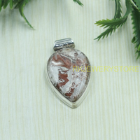 Pendentif Cœur en Agate Crazy Lace Naturelle, Argent Sterling 925, Bijou Fait Main en Pierre Précieuse, Style Bohème, Pierre de Guérison