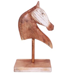 Sculpture de tête de cheval en bois sculptée à la main, décoration d'intérieur, art artisanal indien - Product Image 1