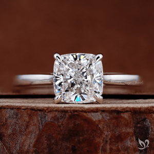 Bague de fiançailles et d'anniversaire tendance en or blanc 10K, avec diamant de laboratoire taille coussin de 2 carats, certifié IGI, style Cathédrale - Product Image 1