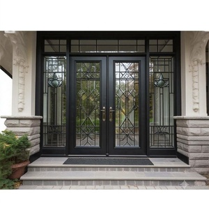 Portes d'entrée extérieures modernes en fer et verre sur mesure, résistantes à l'eau, par KHP - Product Image 2