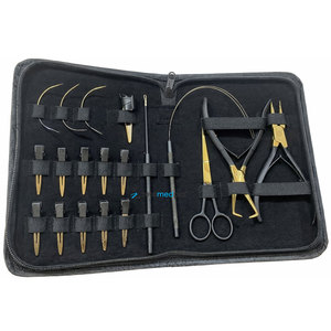 Professional <b>Hair</b> <b>Extension</b> <b>Tool</b> Kit Rose Gold Finish Pliers Loop Needle Hooks Complete Salon Set - Product Image 2
