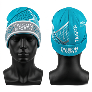 Gorro de Voleibol de Poliéster y Spandex de 240 GSM, Color Turquesa, Diseño Gráfico Multipanel, Logotipo Personalizado con Transferencia Térmica, Gorra Deportiva de Invierno - Product Image 6