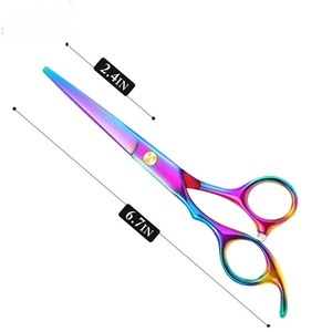 Ciseaux de coiffure professionnels en acier inoxydable 4Cr13, pointe aiguisée, manche long en céramique, pour droitiers, finition arc-en-ciel - Product Image 2