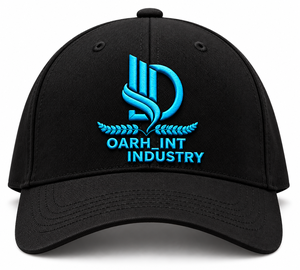 Casquette Snapback OARH_INT INDUSTRY noire à 6 panneaux avec logo brodé sur le devant, décontractée, unisexe, ajustement réglable - Product Image 1