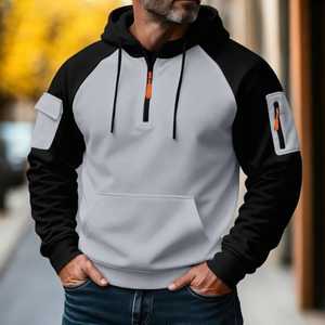 Wholesale 100% Cotton Winter Plain Oversized Lined Hooded Pullover Sweatshirts Men's Solid Color Custom Print Tops Casual 500g N - Product Image 2