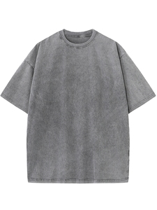 T-shirt rose surdimensionné à manches courtes et col rond pour homme, en jersey tricoté en coton, personnalisé, style vintage, anti-plis, respirant, 240g - Product Image 5