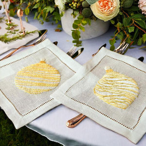 Servilletas de Cóctel de Lino con Adornos Dorados – Servilletas Reutilizables 100% Lino Natural, Diseño Decorativo Elegante para Bar, Fiesta - Product Image 4