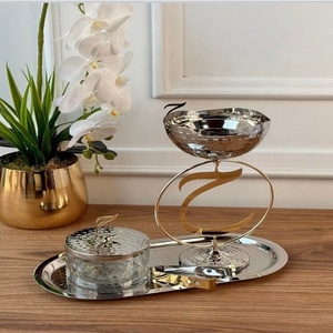 Brûleur d'encens en bois de santal décoratif pour la maison, anti-odeur, en acier inoxydable poli, style lettre arabe, Bakhoor, toutes saisons - Product Image 3