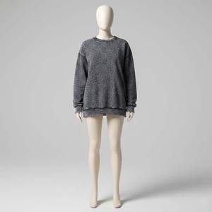 เสื้อสเวตเชิ้ตสไตล์กรันจ์ แอซิดวอช สำหรับฤดูหนาว สีเทาชาร์โคล ชายเสื้อแบบดิสเทรส ทรงโอเวอร์ไซส์ คอกลม ผ้าเทอร์รี่คอตตอน ไม่หดตัว - Product Image 3