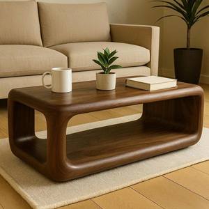 โต๊ะกาแฟทันสมัยแบบ2025โต๊ะกลางไม้ขอบสดโต๊ะทำจากไม้ธรรมชาติทำด้วยมือโต๊ะคำว่า japandi Wabi-Sabi ตกแต่ง - Product Image 4