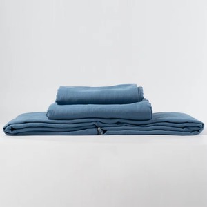 Parures de couette en lin pur 100% stonewashed, lavables, pour usage domestique, 3 pièces, style simple, vente en gros - Product Image 1