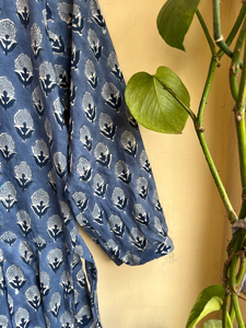 ชุดเดรสพิมพ์ลายด้วยมือ ผ้าฝ้ายอินเดีย ชุดเดรสยาวลายดอกไม้ แขนยาว สำหรับผู้หญิง - Product Image 4