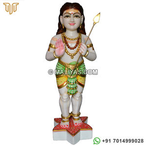 รูปปั้นหินอ่อนสีขาว murugan | รูปปั้นหินอ่อนทำมือขุนนาง murugan กับ Vel-maliyas - Product Image 1