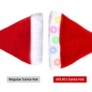 Chapeau de Père Noël pour les fêtes de famille, classique rouge et blanc, en peluche, avec bordure en fourrure douce - Product Image 2