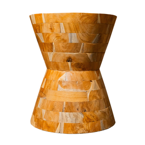ARTERRA Premium <b>Rustic</b> Natural Grain Pattern Living Room Furniture Handmade Teak Hourglass <b>Side</b> <b>Table</b> Decor - Product Image 1