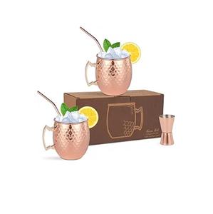 Mug Moscow Mule en cuivre avec revêtement en nickel – 16 oz, extérieur en cuivre pur, forme de baril classique avec poignée en laiton - Product Image 4