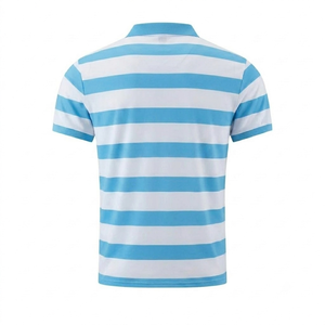 Chemise vintage boutonnée en toile unie bleu ciel et blanc pour homme, manches courtes, décontractée, respirante, pour le golf, été, 100% coton 240g - Product Image 2