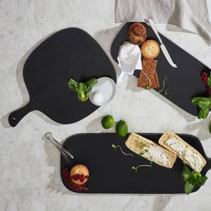 Tabla de cortar rectangular de madera negra natural con asa, bandeja para servir queso, para hoteles, restaurantes, venta al por mayor - Product Image 6