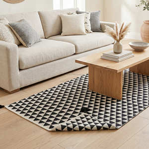 4' x 6' Handloom Geometric Cotton Area Rug for Living Room Coffee <b>Table</b> & Scandinavian Home Décor - Product Image 1