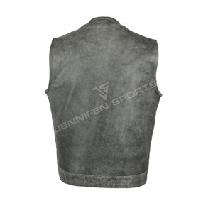 Chaqueta de Motociclista de Verano para Hombre, Estilo Antiguo, Chaleco de Cuero, Prenda Exterior a Prueba de Viento, Relleno de Algodón, con Bolsillos - Product Image 3