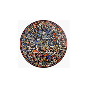 Table basse de forme octogonale en marbre blanc naturel avec un design incrusté de fleurs et de motifs, nouvelle tendance, matériaux de la meilleure qualité utilisés - Product Image 3