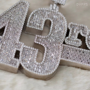 Iced Moissanite Number Name <b>Initial</b> Logo Hip Hop Letter Numerical Luxury 18K Gold Plated Unisex 925 Sterling <b>Silver</b> <b>Pendant</b> - Product Image 4