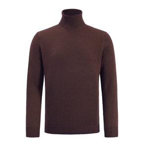 Pull en laine noir à col roulé pour homme, manches longues, tricoté, couleur unie, coupe standard, automne - Product Image 3