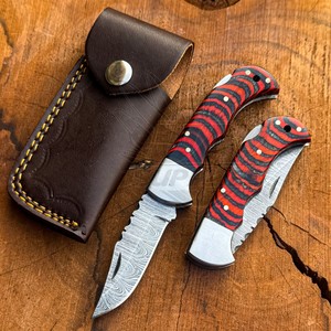 Damascus Steel Handmade Forged Clip Point Slide Open Folder <b>Knife</b> 0.5mm Thickness Colorful Micarta <b>Handle</b> Custom Logo OEM - Product Image 1