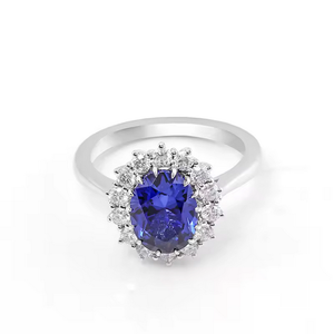 Anillo de Compromiso de Lujo con Halo de Perlas Naturales de Corte Ovalado en Oro Blanco Sólido de 14K, Certificado por IGI, para Mujer - Product Image 4