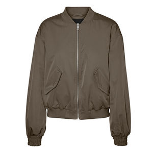 Woman Bomber Jacket <b>Coat</b> Autumn Solid Zipper Closure Cropped Jackets <b>For</b> <b>Women</b> Vintage Long Sleeve High Quality Female Outerwear - Product Image 1