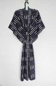 Robe Kaftan ample vintage pour femme, imprimé floral abstrait en dentelle, 100% coton, style bohème, paréo de plage - Product Image 6