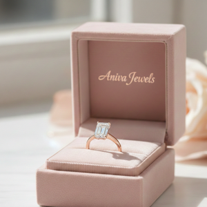 แหวนหมั้นเพชรทรงเหลี่ยมมรกต 9K โรสโกลด์ เพชรเลี้ยงในห้องปฏิบัติการ รับรองโดย IGI แหวนแต่งงานทันสมัย ชุบทอง สำหรับผู้หญิง - Product Image 5