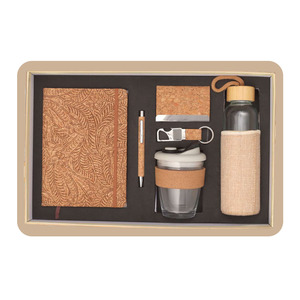 Ensemble cadeau d'entreprise en cuir PU 6 pièces : agenda, stylo, porte-clés, porte-cartes, batterie externe, support de téléphone, impression personnalisée, boîte cadeau couleur personnalisée - Product Image 5