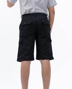 Pantalones Cortos Cargo de Algodón Negro para Hombre, Cintura Media, Casuales, Sólidos, Transpirables, con Bolsillos - Product Image 4
