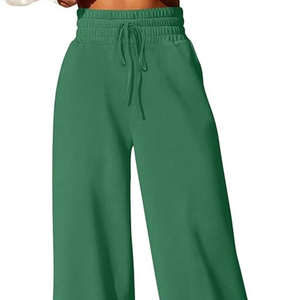 Pantalon décontracté pour femme, taille mi-haute, avec cordon de serrage, poches latérales, en Spandex/Coton, couleur unie, anti-transpiration, coupe droite, idéal pour l'été - Product Image 1