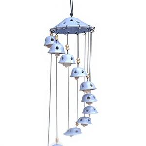 Decorative Ceramic Wind Chimes 16 Inch Free Shape Deep Tone Hanging for Garden Patio <b>Memorial</b> <b>Gift</b> - Product Image 1